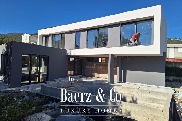 photo 18 Kaštel Novi, modern villa under construction with pool and sea view.