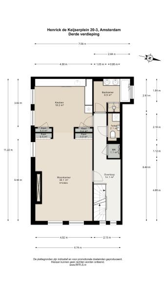 Floor Plan 3 - Henrick de Keijserplein 20 3
